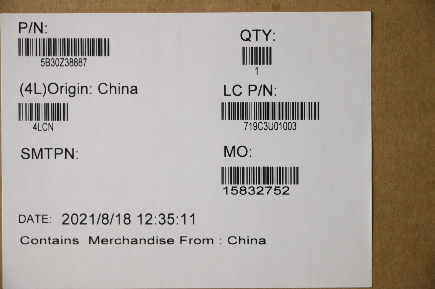 Lenovo FRU BSheet Tape MIC ONLY BK T15G2 5B30Z38887