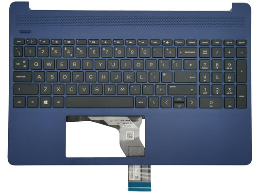 Genuine HP 15S-EQ 15S-FQ Palmrest Cover Keyboard UK Blue L91268-031