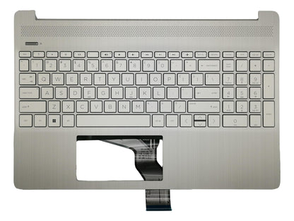 Genuine HP 15S-EQ 15S-FQ Palmrest Cover Keyboard Dutch Silver M17184-B31