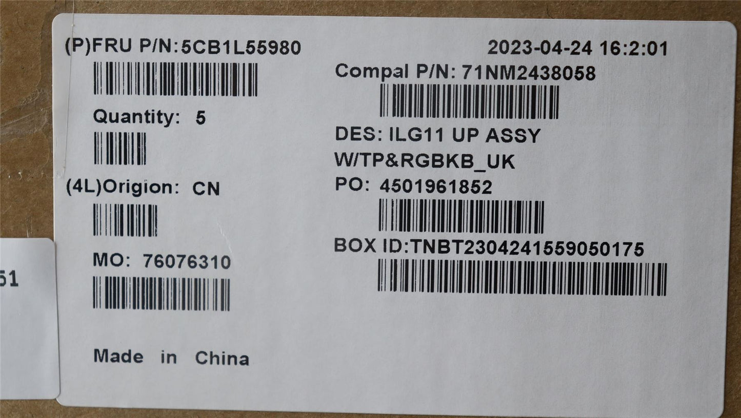 Lenovo LOQ 16IRH8 Palmrest Cover Touchpad Keyboard UK Grey 5CB1L55980