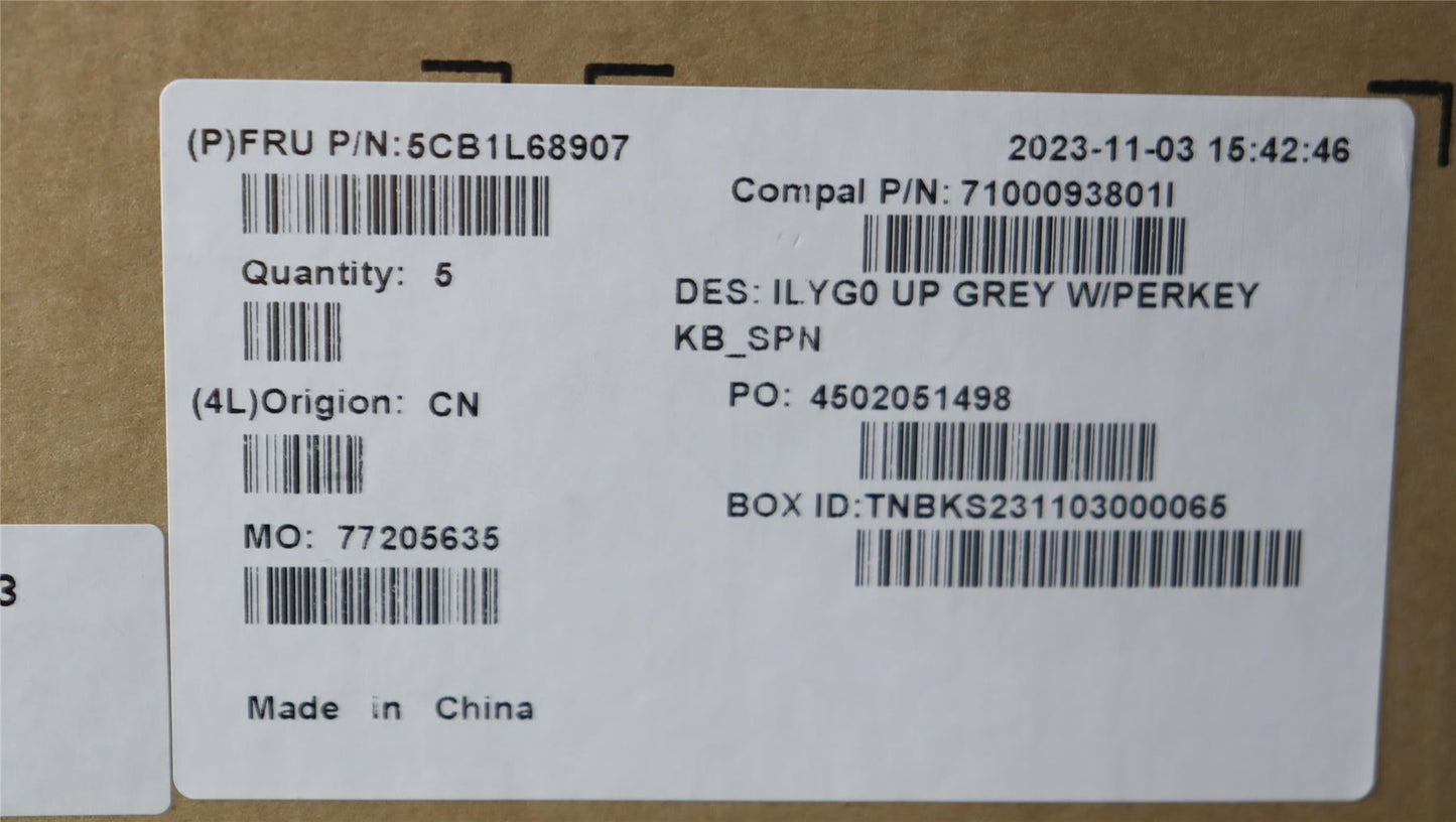 Lenovo Upper Case ASM_SPA C 82Y4 RGB 5CB1L68907