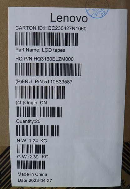 Lenovo 5T10S33587 TAPE Removable TapeH82WV(L+R+oled)*5forO