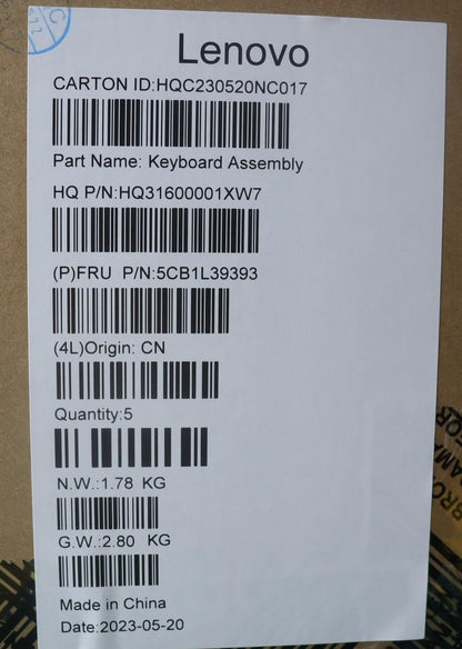 Lenovo Yoga 7 14IRH8 Palmrest Cover Touchpad Keyboard US Euro 5CB1L39393