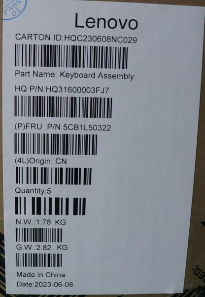 Lenovo Upper Case ASM_GER H 83AU TT NPS 5CB1L50322