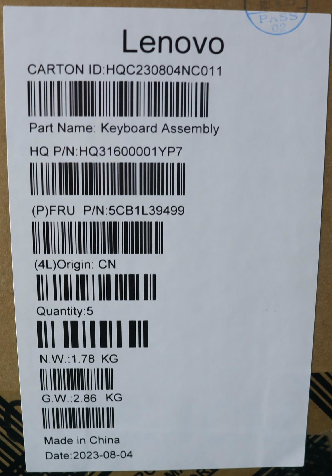 Lenovo Yoga 7 14IRH8 Palmrest Cover Touchpad Keyboard Belgian 5CB1L39499