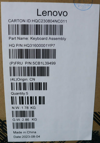 Lenovo Yoga 7 14IRH8 Palmrest Cover Touchpad Keyboard Belgian 5CB1L39499