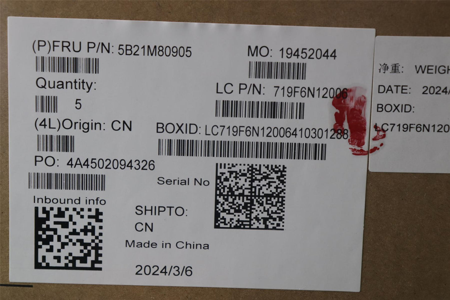 Lenovo L83D5WINR5 HPTHS RTX305016GRM O 5B21M80905
