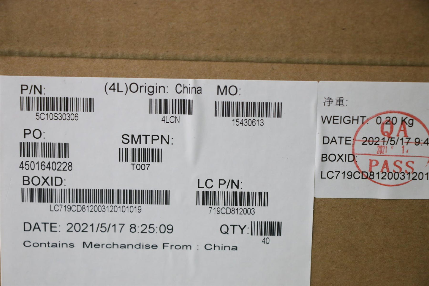 Lenovo USB Board Cable L82N3 30P 5C10S30306