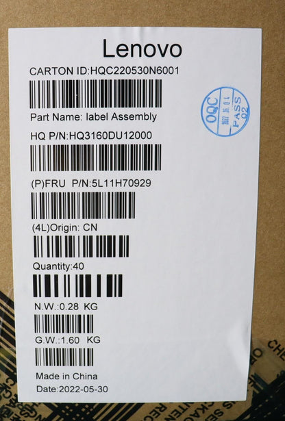 Lenovo LABEL FRU Label pack geo label kit 5L11H70929