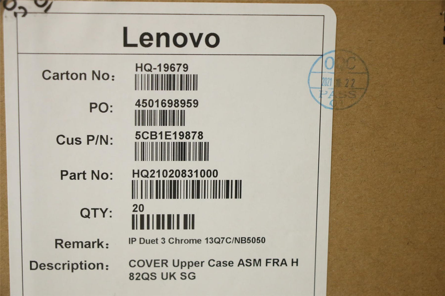 Lenovo Upper Case ASM FRA H 82QS UK SG 5CB1E19878