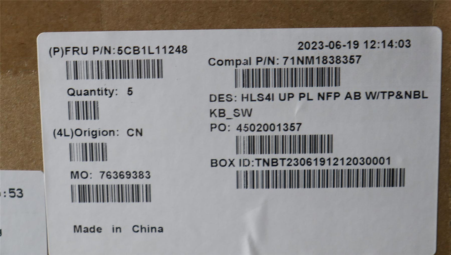 Lenovo UpperCase_SWS C82XD NFP AB NBL PL 5CB1L11248