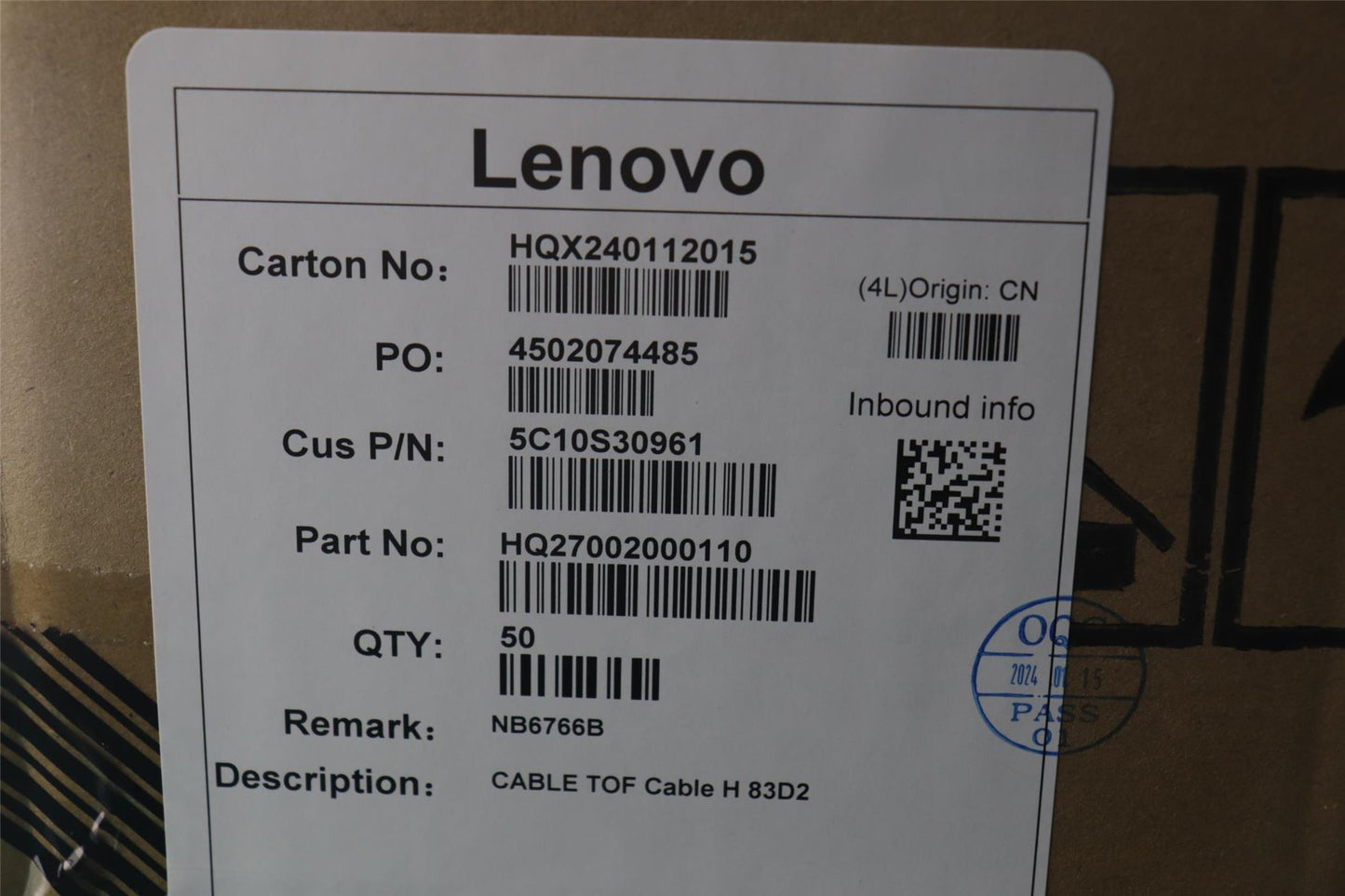 Lenovo TOF Cable H 83D2 5C10S30961