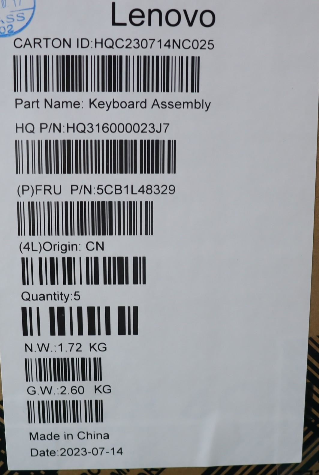 Lenovo Upper Case ASM_POR H 82YM NFP TT 5CB1L48329