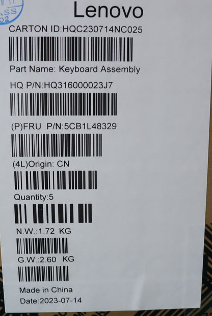 Lenovo Upper Case ASM_POR H 82YM NFP TT 5CB1L48329