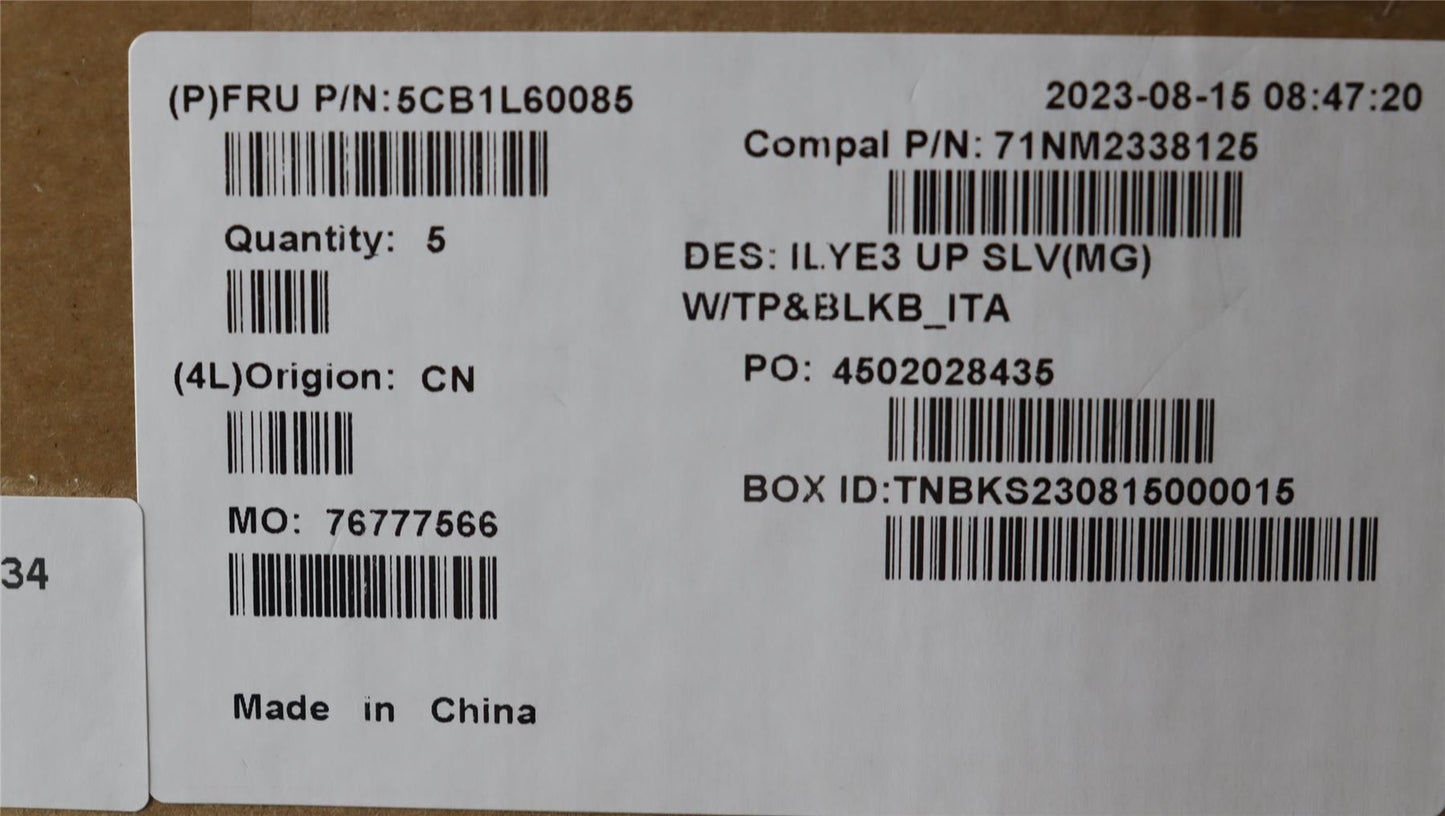 Lenovo Slim 5 16IRH8 Palmrest Cover Touchpad Keyboard Italian Silver 5CB1L60085