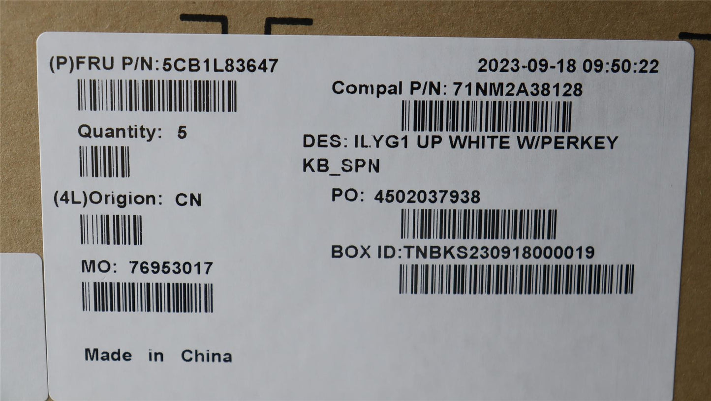 Lenovo UpperCaseASM_SPA C 82Y3 WH RGB 5CB1L83647