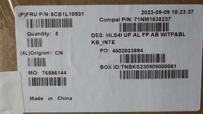 Lenovo UpCase_EUROENG C82XD FP AB BL AL 5CB1L10931
