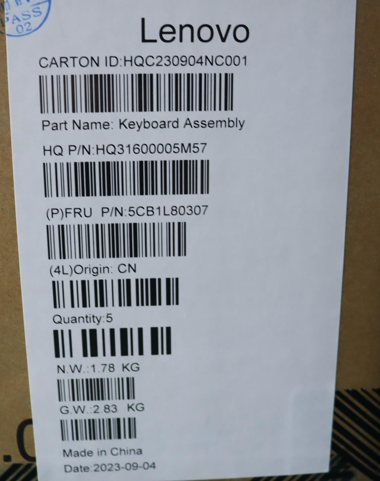 Lenovo Yoga 7 14APH8 Palmrest Cover Touchpad Keyboard Portuguese 5CB1L80307