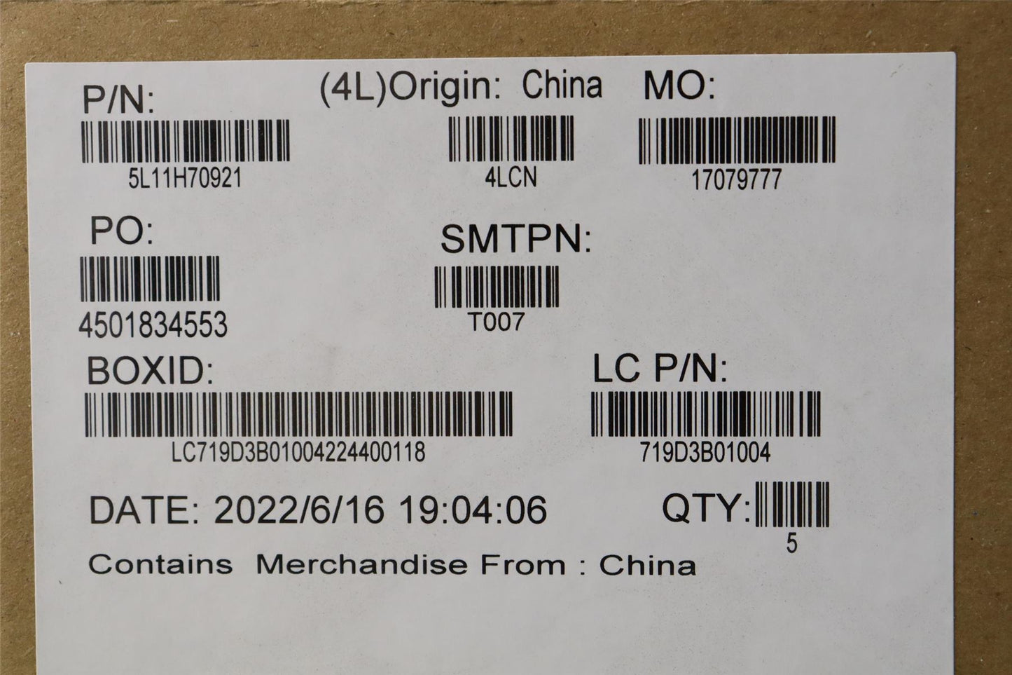 Lenovo LABEL FRU system LABEL Kit Sliver 5L11H70921