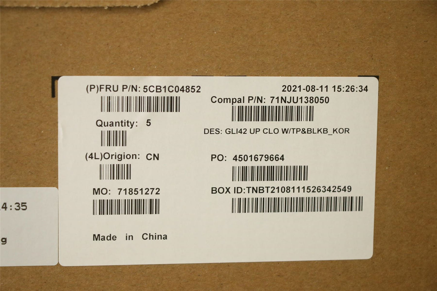 Lenovo UpperCaseASM_KOR C82L3 CloBL 5CB1C04852