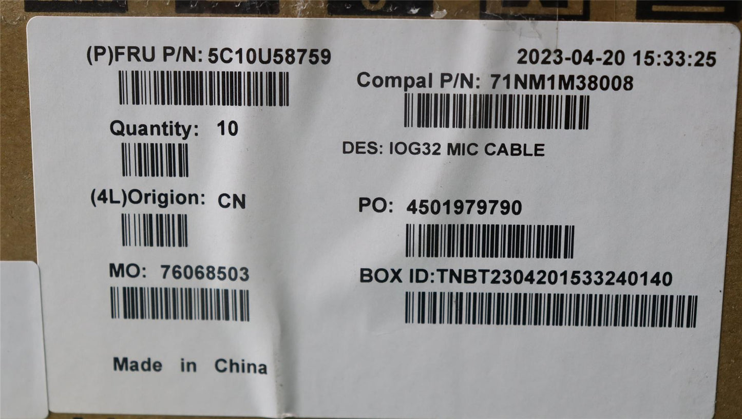 Lenovo Fru,H-CONN SET 7HQ C/B-MIC TE 5C10U58759