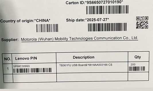 Lenovo TB361FU Board&*6818AA003166 CS USB Board 5P68C30993