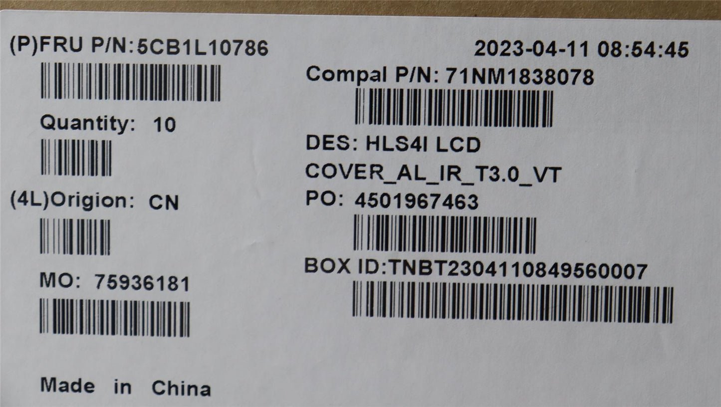 Lenovo LCD Cover W/Ant C82XD T30IR AL VT 5CB1L10786