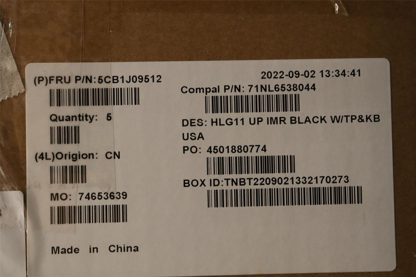 Lenovo Upper Case ASM_USA ENG C 82SA BLA 5CB1J09512