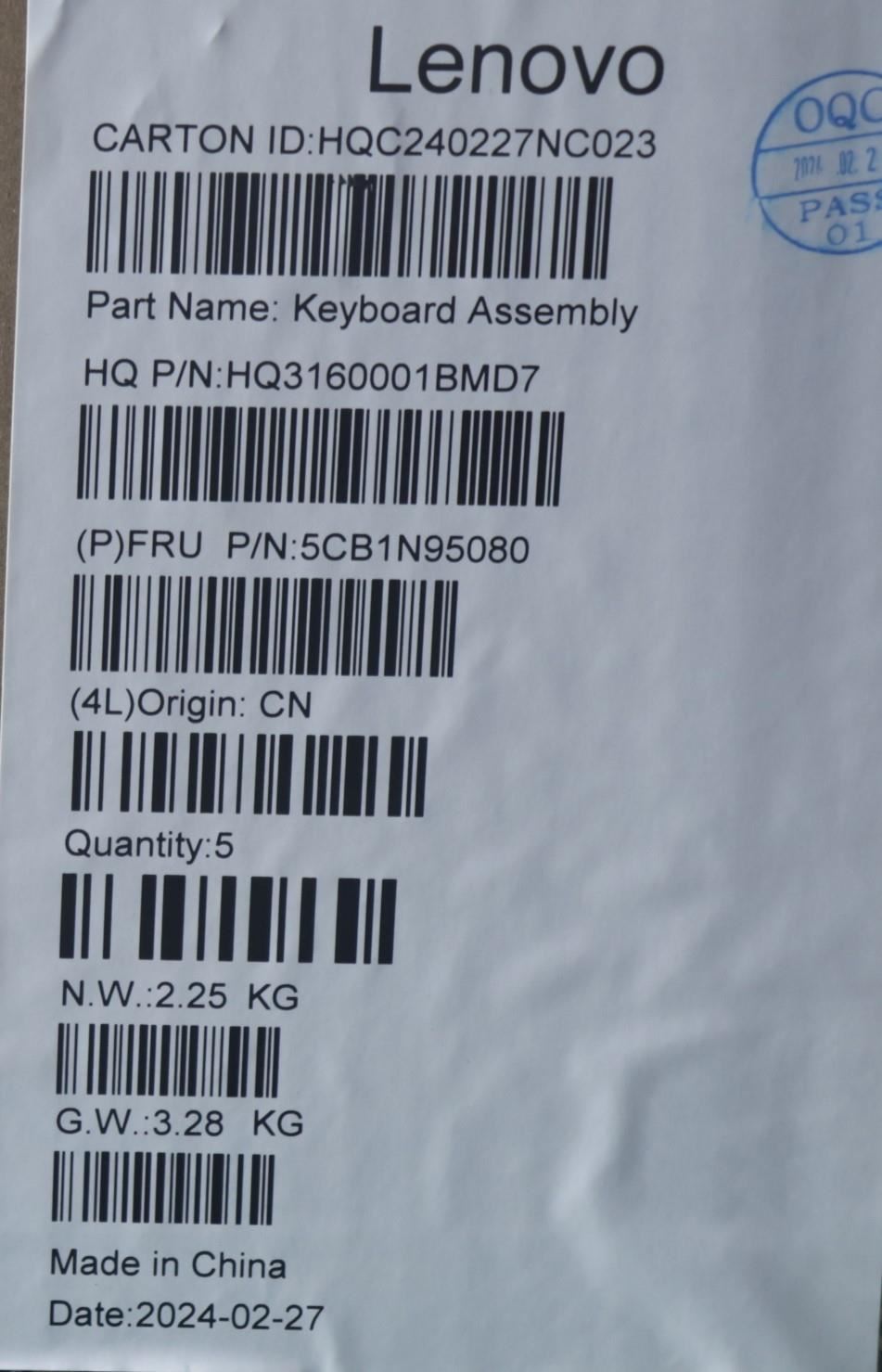 Lenovo Upper Case ASM GRE H 83DS FP LG 5CB1N95080