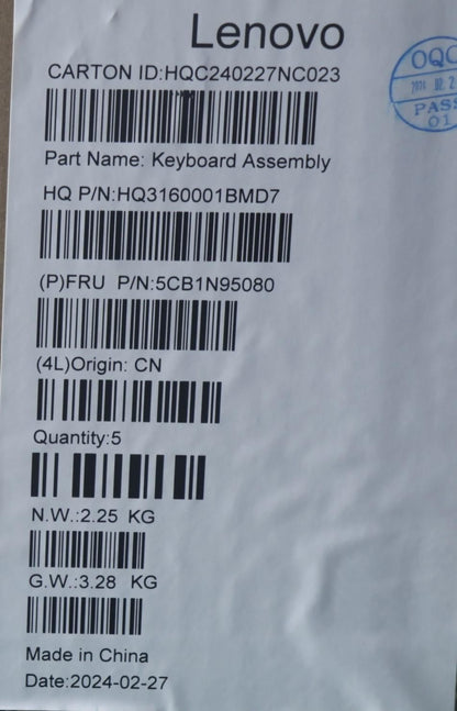 Lenovo Upper Case ASM GRE H 83DS FP LG 5CB1N95080