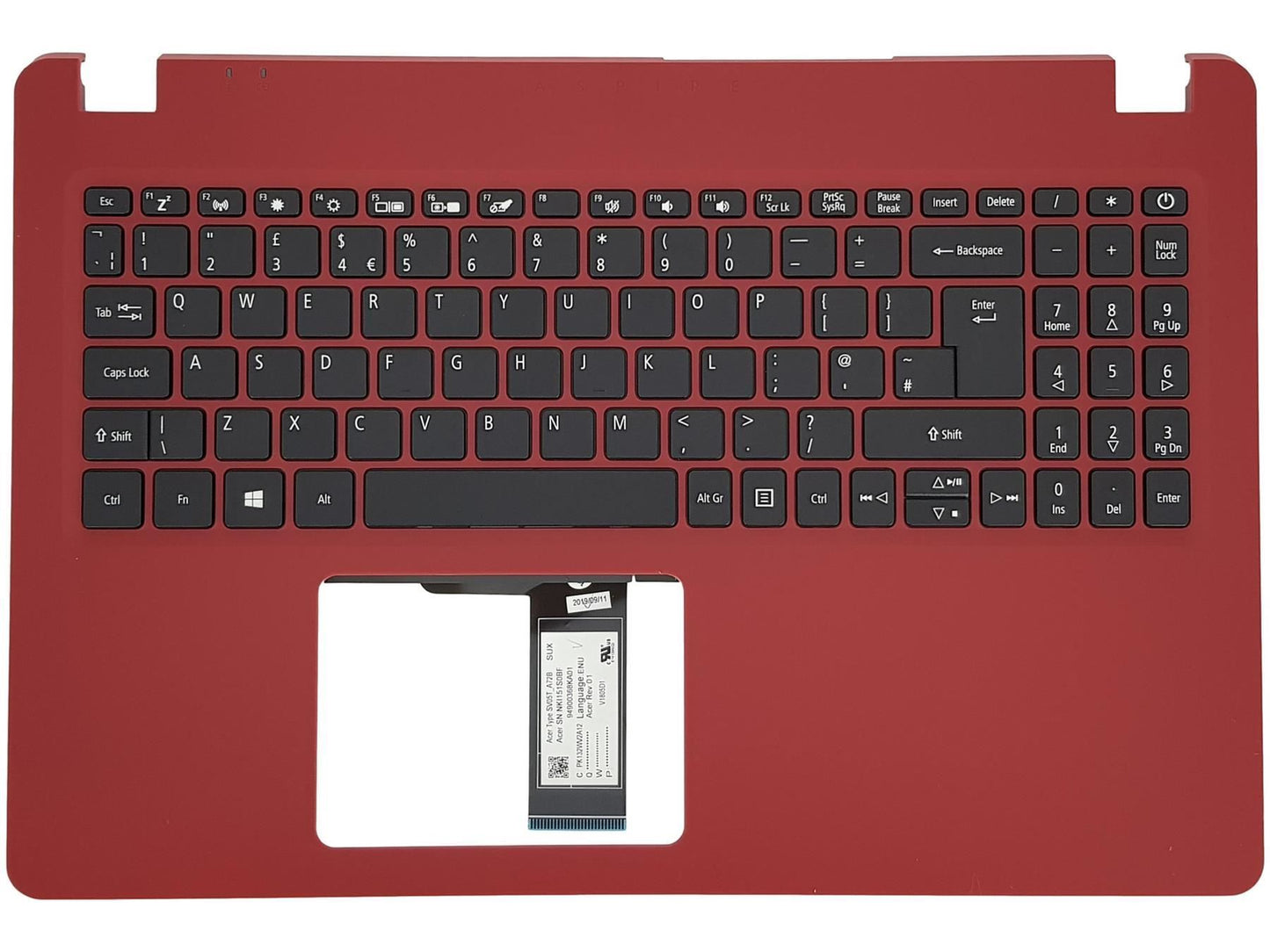 Acer Aspire A315-56 Palmrest Cover Keyboard UK Red 6B.HS7N2.013