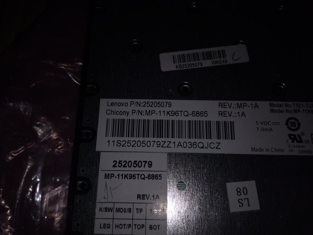 Lenovo CCYT3E1Tur85keyBLKKeyBlackF KBD Keyboard 25205079