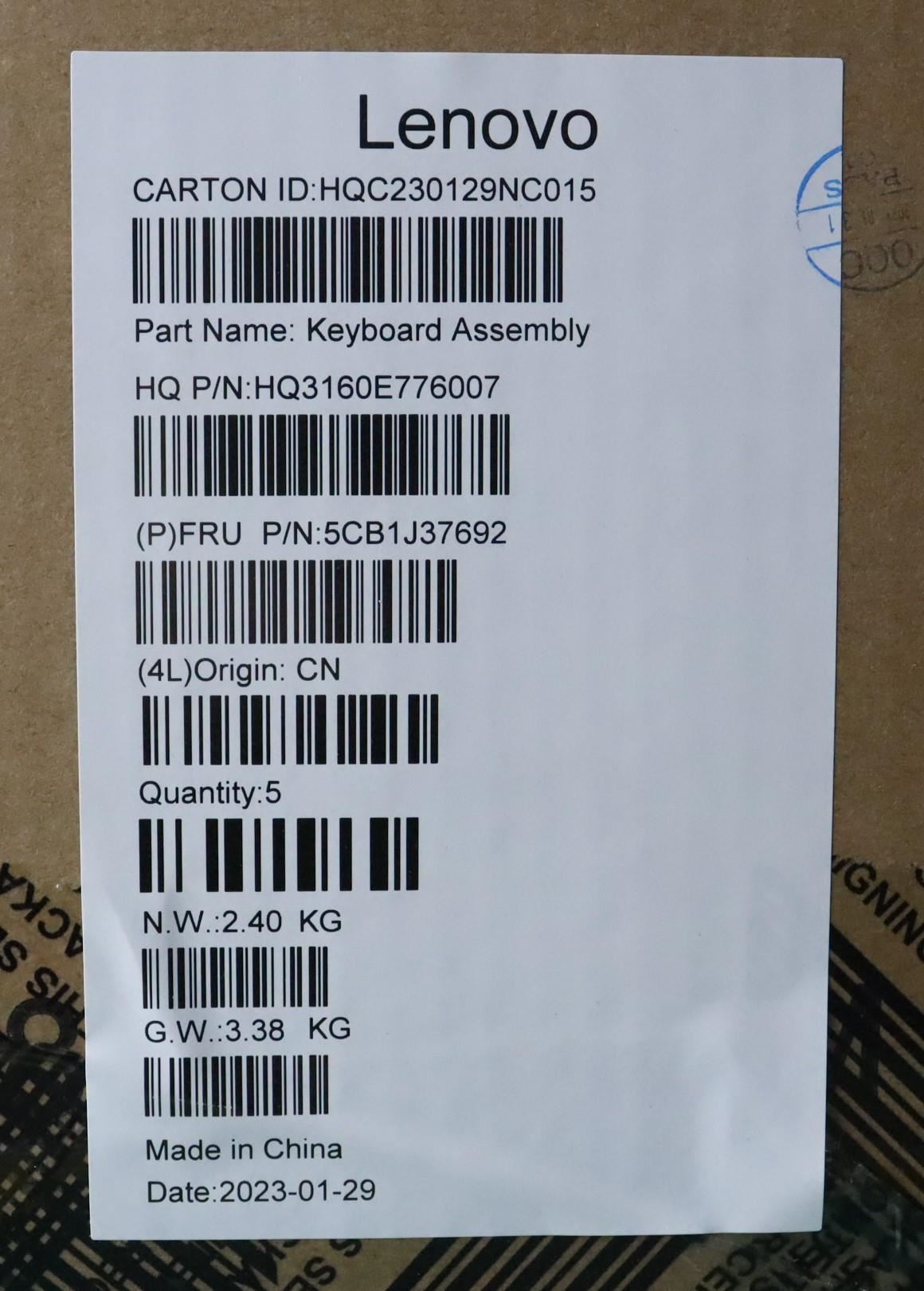 Lenovo IdeaPad 7 16IAH7 Palmrest Cover Touchpad Keyboard Arabic Grey 5CB1J37692