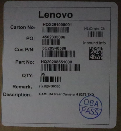 Lenovo Rear Camera H 82T6 TXD 5C20S40586