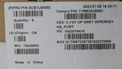 Lenovo Legion S7 16IRH8 Keyboard Palmrest Top Cover Portuguese Grey 5CB1L68003