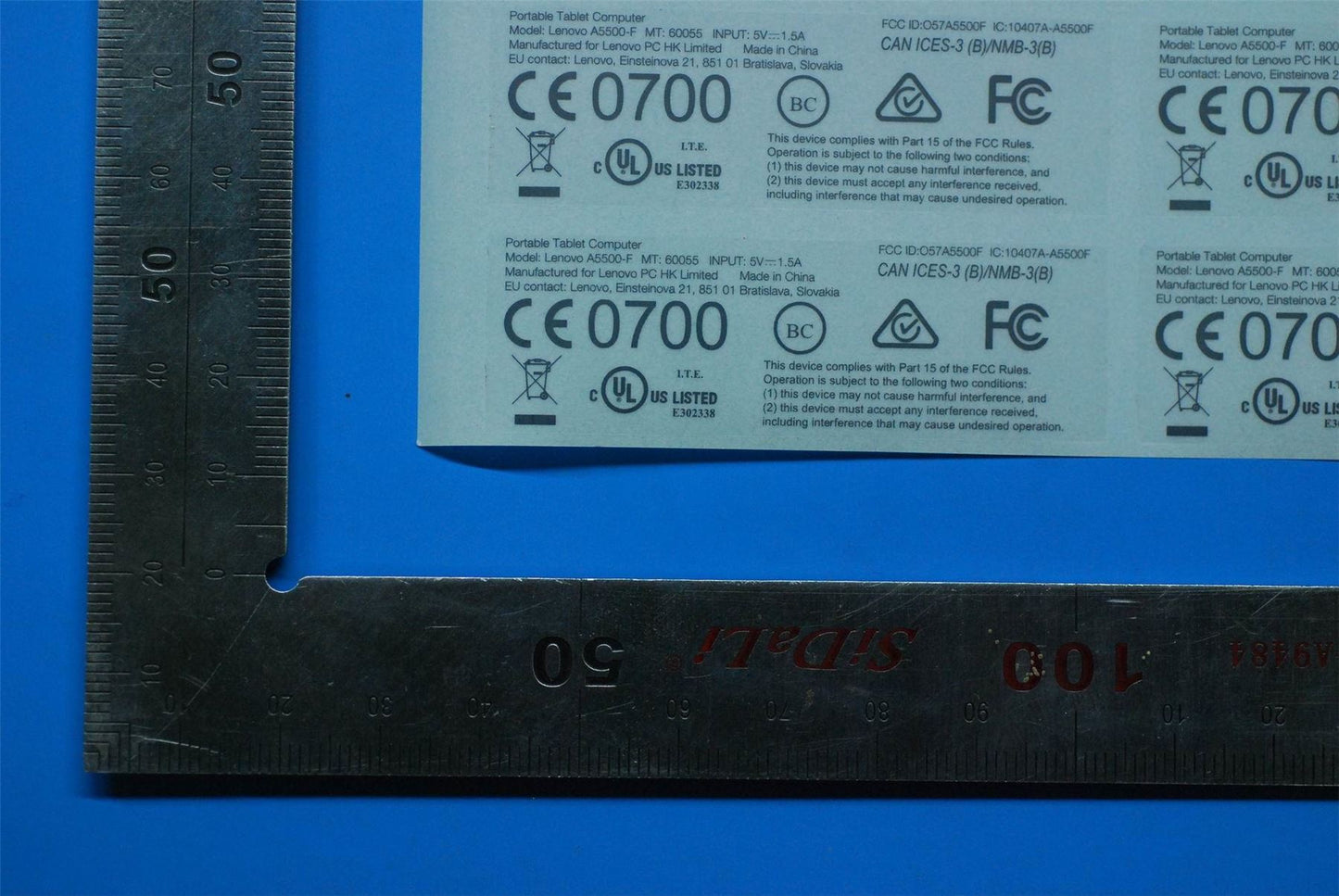 Lenovo A5500 Rating Label&*82LVP60003W CS 5L19A6MVW0
