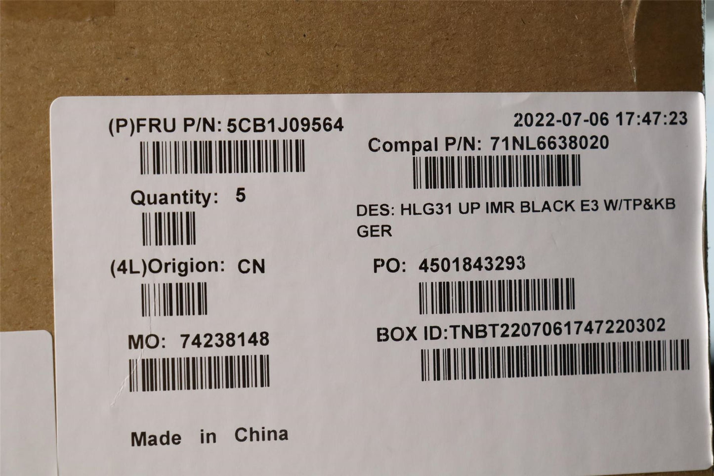Lenovo IdeaPad 3 16IAH7 Palmrest Cover Touchpad Keyboard German Black 5CB1J09564