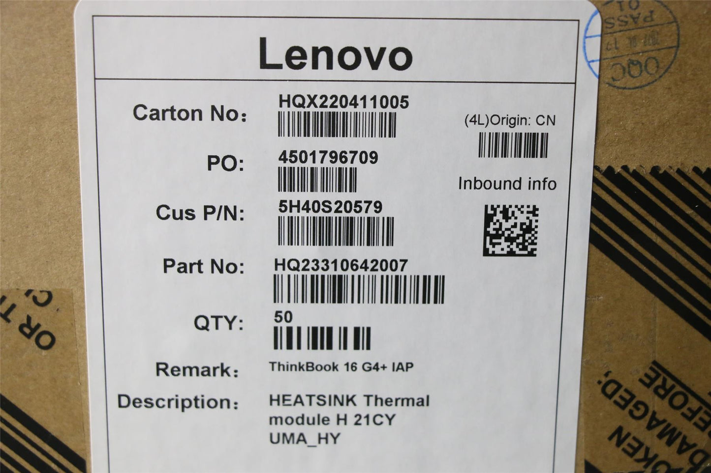 Lenovo Thermal module H 21CY UMA_PEAK 5H40S20578