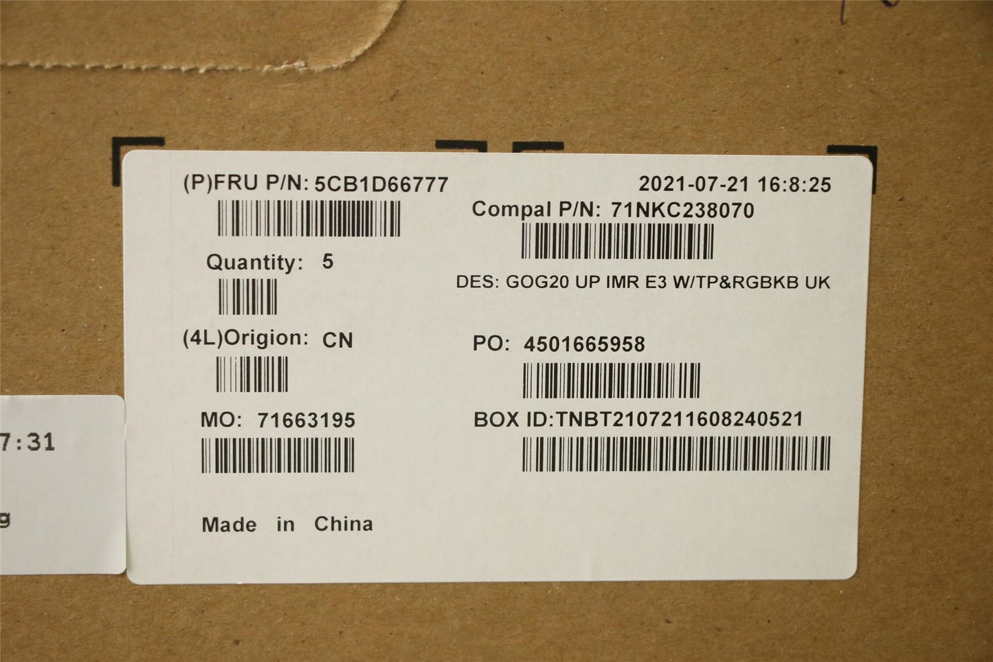 Lenovo IdeaPad 3 15ACH6 Palmrest Cover Touchpad Keyboard UK Black 5CB1D66777