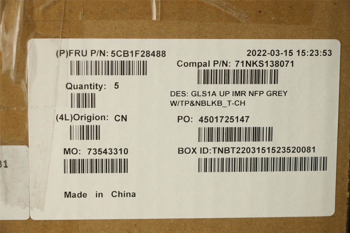 Lenovo UpperCaseASM_TC C82R0 NFP CG 5CB1F28488