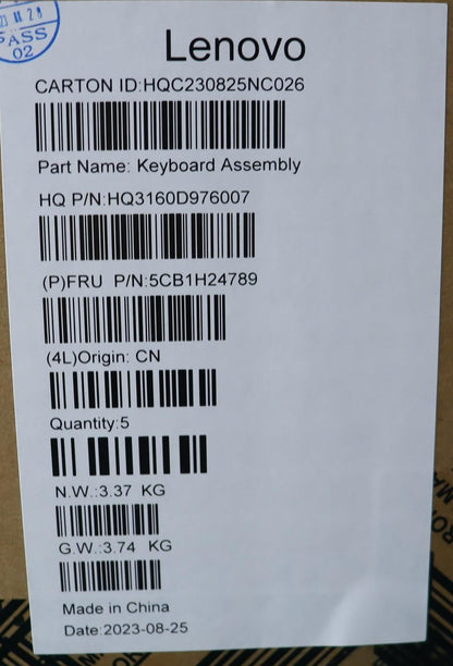 Lenovo Upper Case ASM_ITA H 82T3 AB UK 5CB1H24789