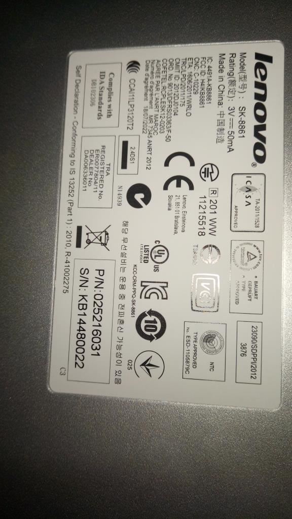 Lenovo Liteon SK-8861(DE) 2.4G KB-Metal8 German Keyboard 25216031