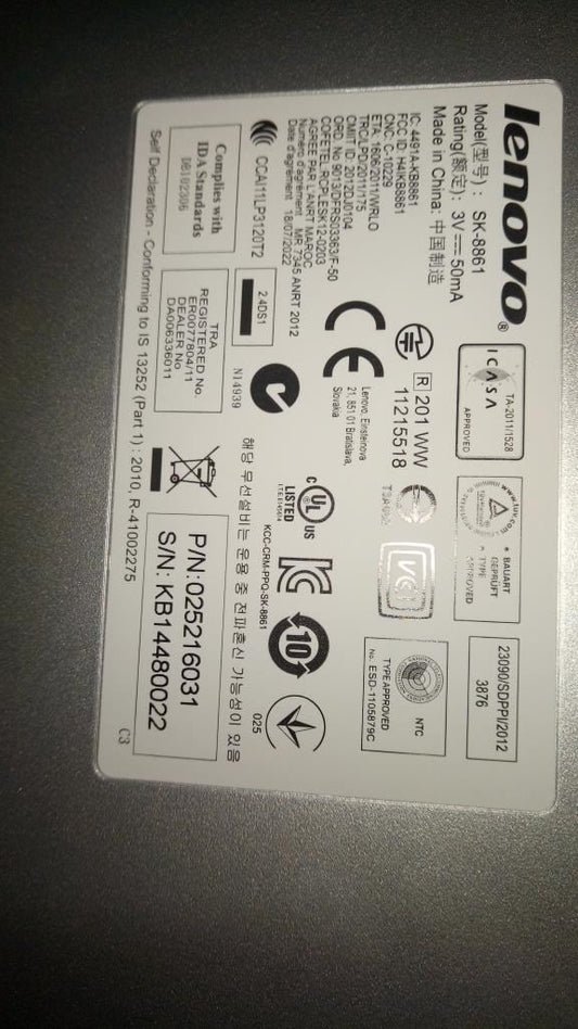 Lenovo Liteon SK-8861(DE) 2.4G KB-Metal8 German Keyboard 25216031