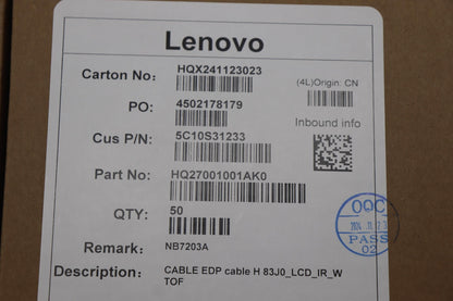 Lenovo H 83J0_LCD_IR_W TOF LCD Display eDP IR Cable 5C10S31233