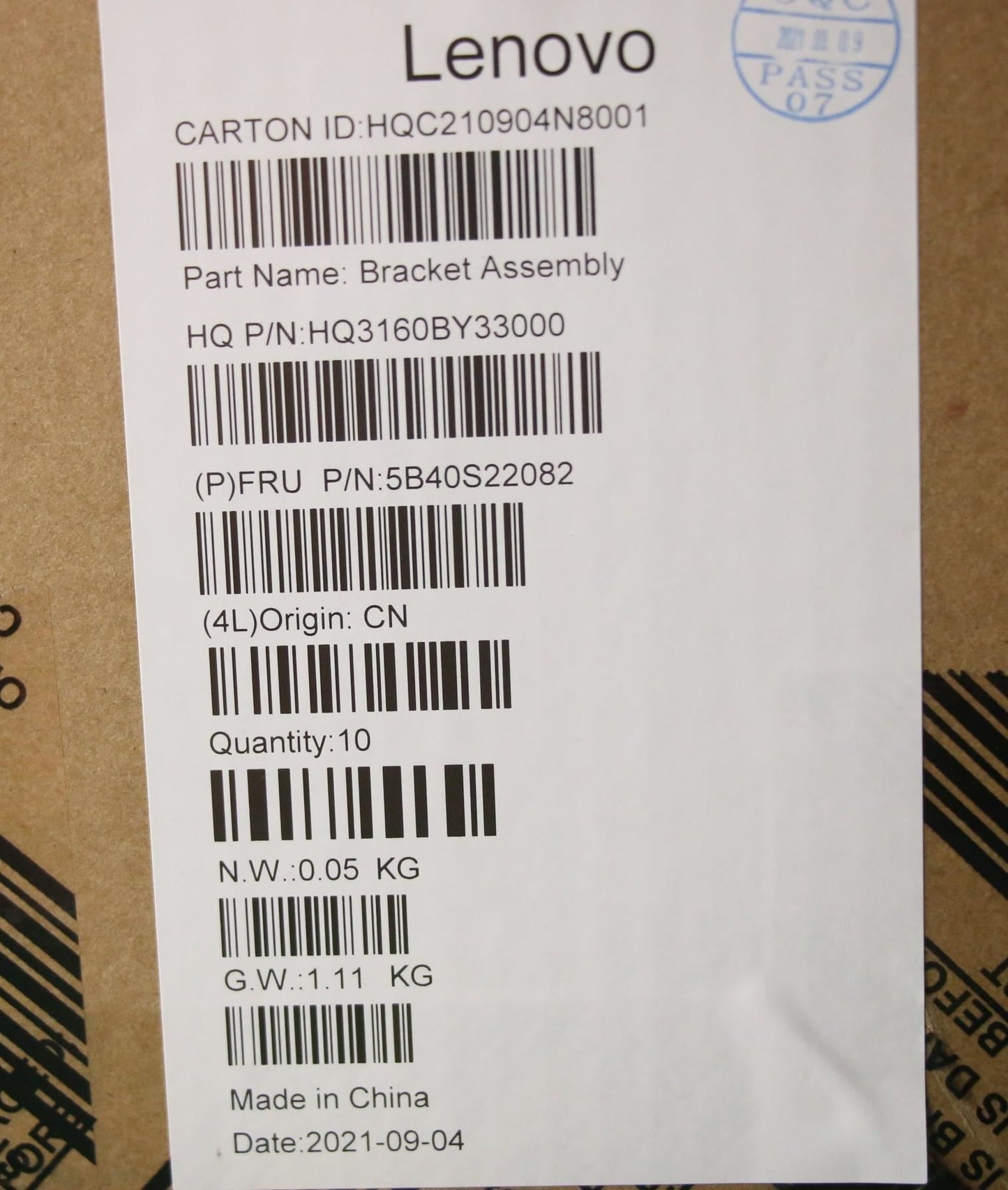 Lenovo Bracket H 20WH C Cover rib Kit 5B40S22082