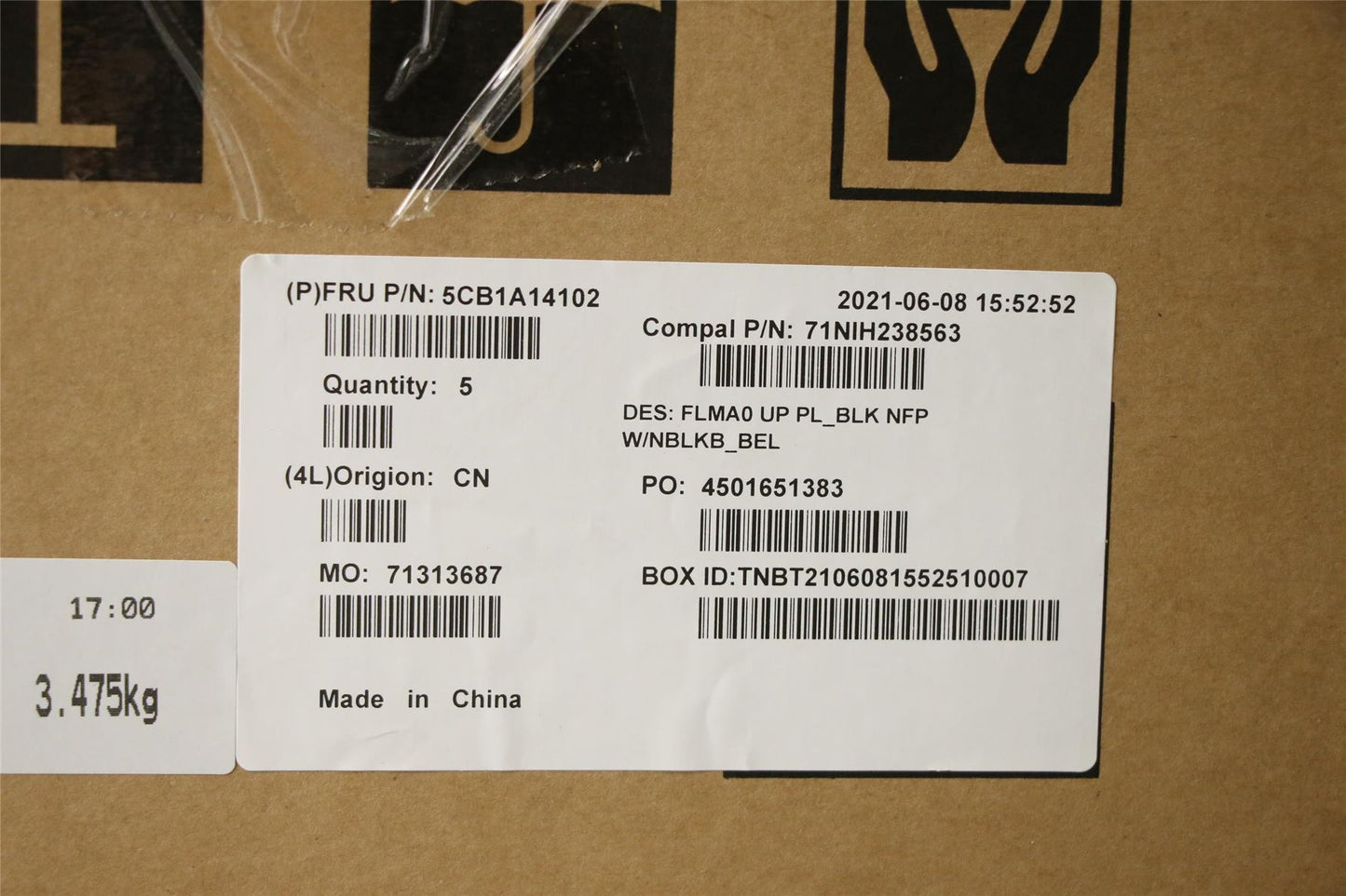 Lenovo Upper C81YM PL_BLK NFP NBLKB_BEL 5CB1A14102