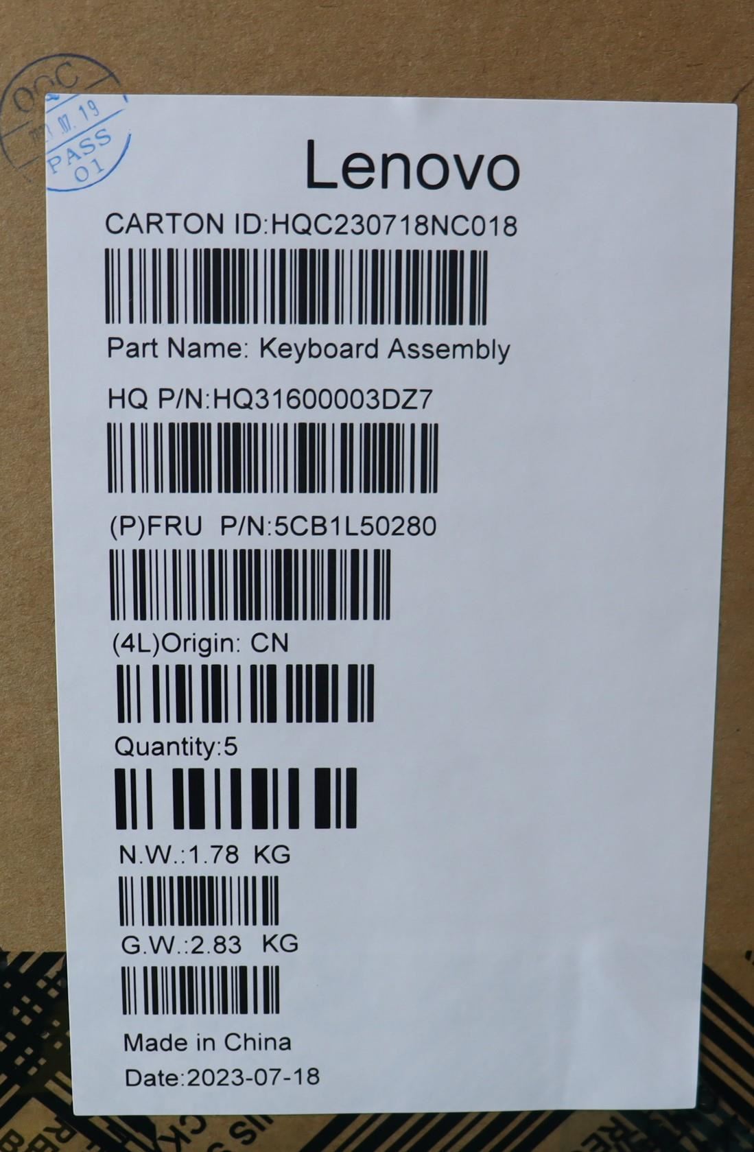 Lenovo Yoga 7 14ARP8 Palmrest Cover Touchpad Keyboard Portuguese 5CB1L50280