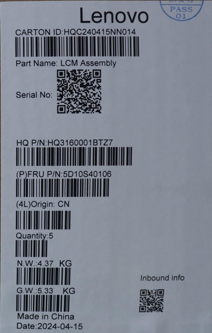 Lenovo HUD H 83DU 16_2K_OLED_GL400N_LG 5D10S40106