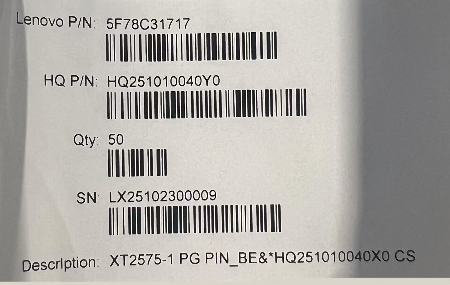 Lenovo XT2575-1 PG PIN_BE&*HQ251010040X0 CS Board 5F78C31716