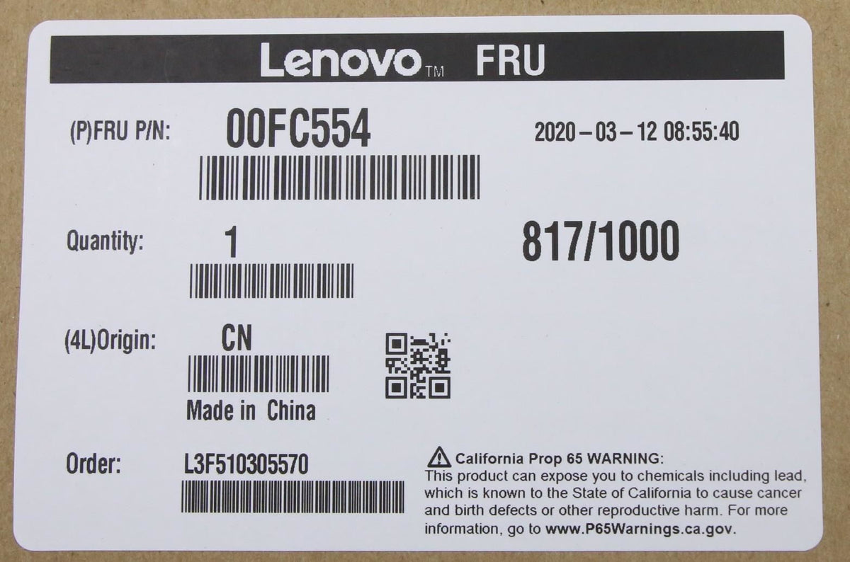 Lenovo FRU, 9238 Module Cooling Field Replaceable Unit Fan 00FC554